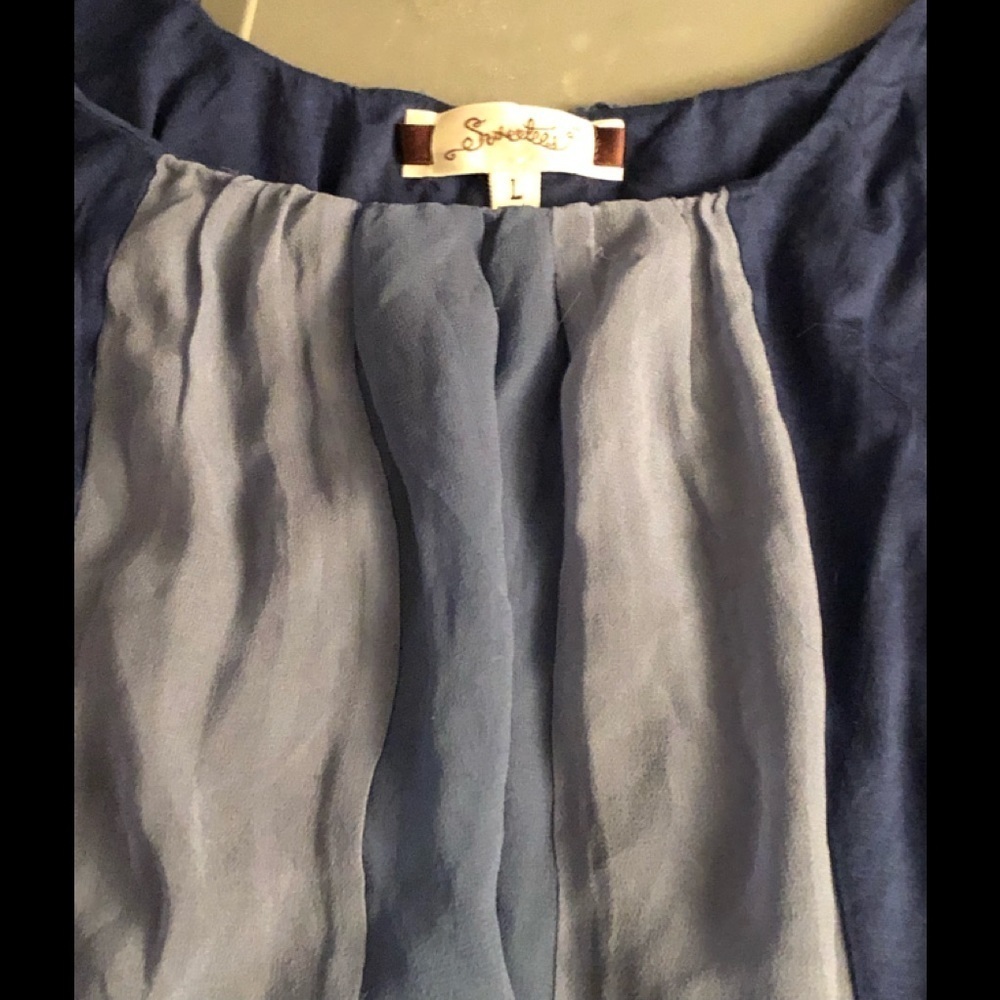 Sweeties size large flowy  shades of blue cami/ tank lined dress up or down